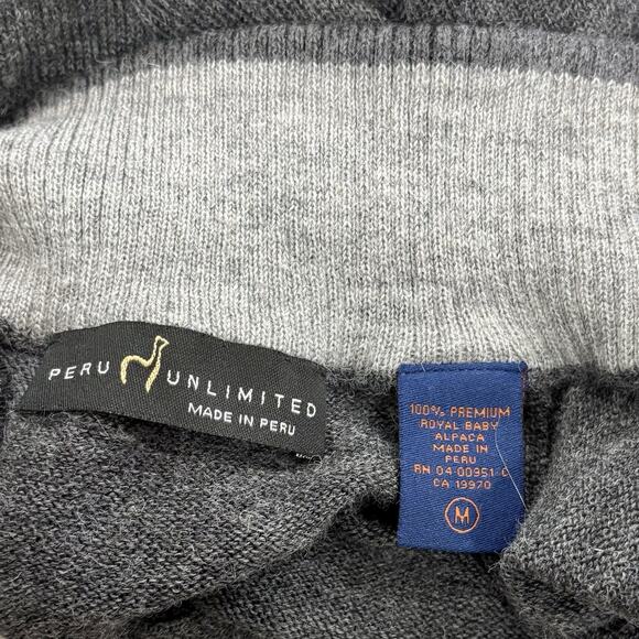 Peru Unlimited Men’s Size M Gray 100% Baby Alpaca Wool 1/4 Zip Sweater Golf - Picture 3 of 5